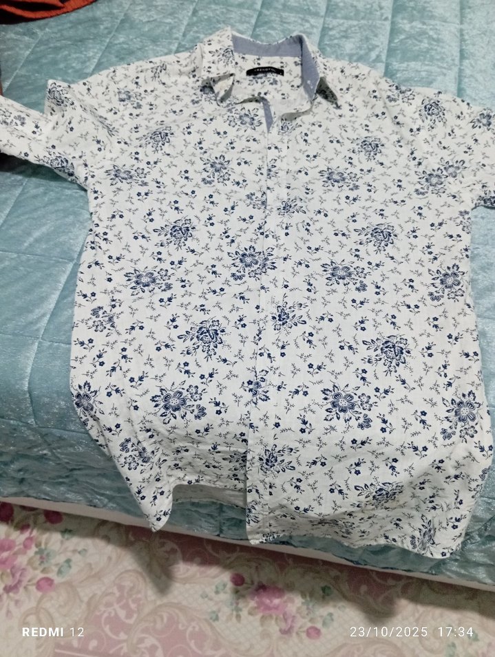 Gri Desenli Keten Erkek Gömlek - Görsel 2