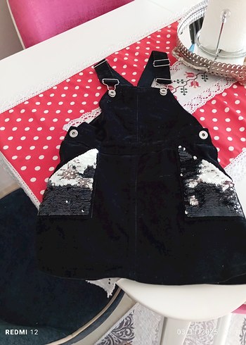 Kız Çocuk Siyah Kot Goth Askılı Tulum - Görsel 5