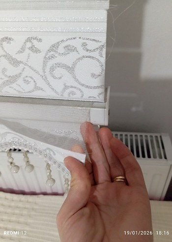 Gri desenli beyaz klasik perde - Görsel 5