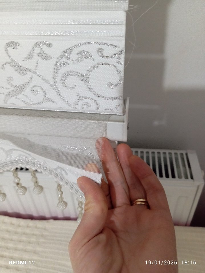 Gri desenli beyaz klasik perde - Görsel 5