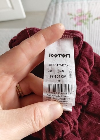 Bordo kadife kız çocuk şort etek 3,4 yaş - Görsel 4