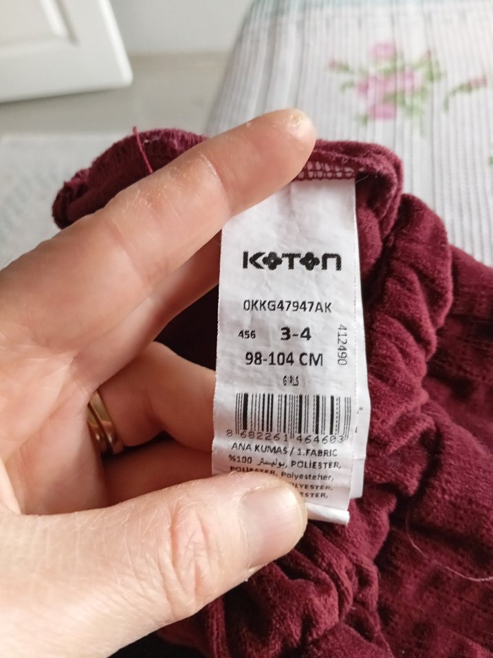 Bordo kadife kız çocuk şort etek 3,4 yaş - Görsel 4