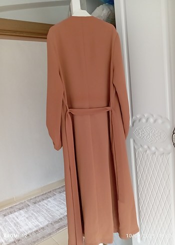 taba Uzun Keten Kadın Trençkot - Görsel 5