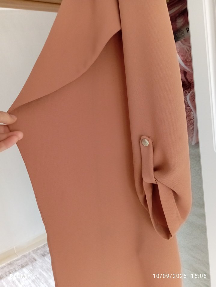 taba Uzun Keten Kadın Trençkot - Görsel 4