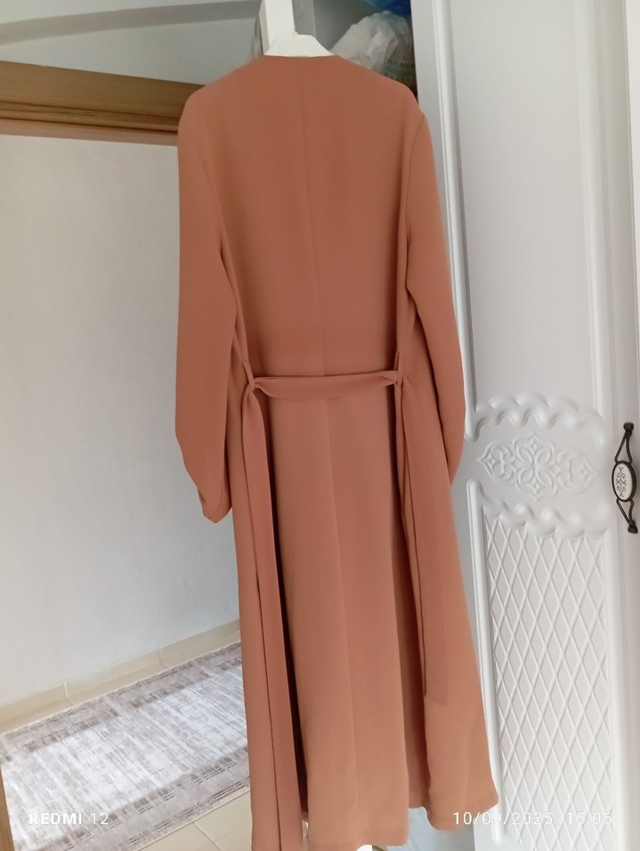 taba Uzun Keten Kadın Trençkot - Görsel 5