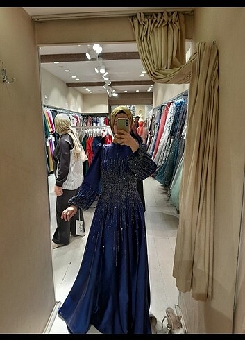 Diğer Beli taşlı balon kol abiye