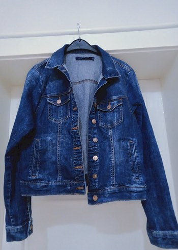Düğmeli Mavi Kadın Denim Ceket
