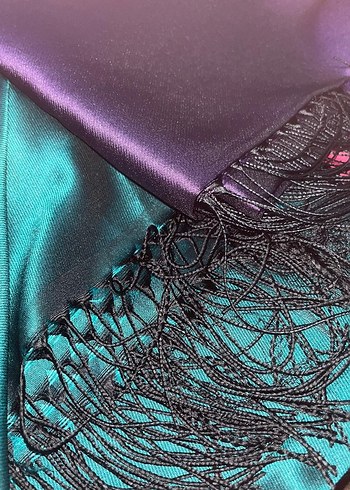 2 li İpek Görünümlü Drapeli Şal - Görsel 2