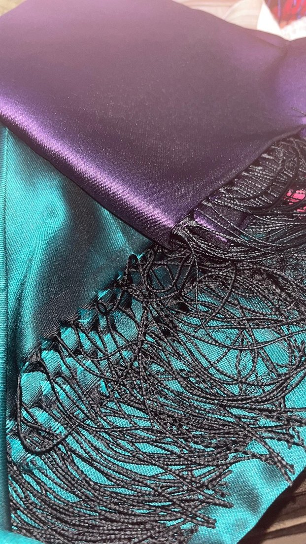 2 li İpek Görünümlü Drapeli Şal - Görsel 2