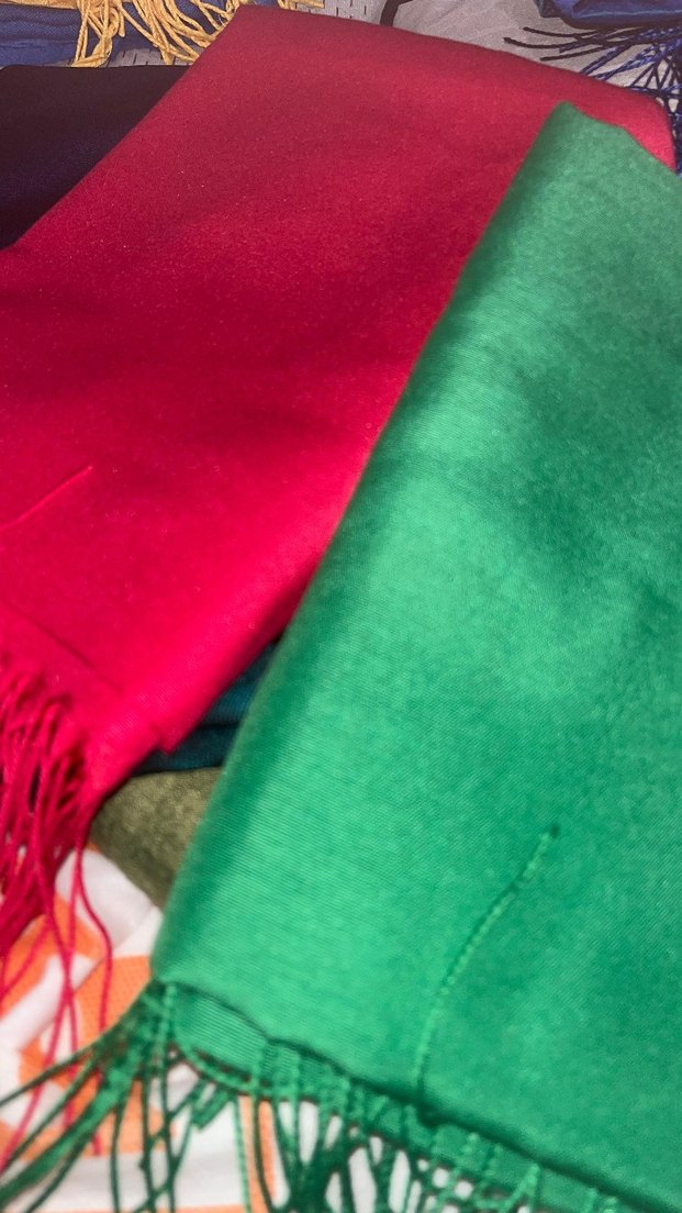 Renkli Kadın Saten Şal 2li - Görsel 2