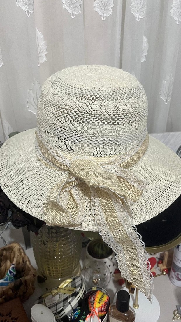 Dantel Detaylı Beyaz Örgü Kadın Şapka - Görsel 3
