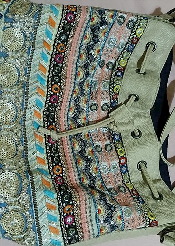 Bohem Çok Renkli İşlemeli Kadın Çanta - Görsel 6