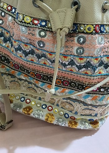 Bohem Çok Renkli İşlemeli Kadın Çanta - Görsel 3