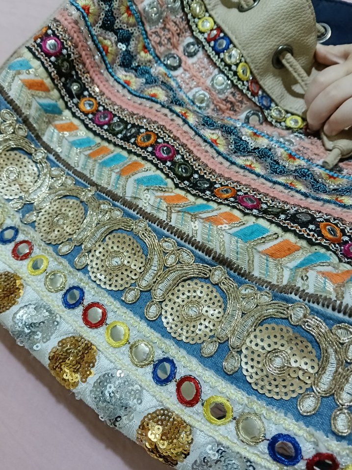 Bohem Çok Renkli İşlemeli Kadın Çanta - Görsel 2