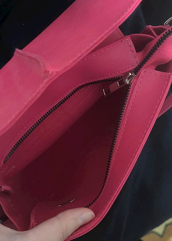 Pembe Deri Kadın Omuz Çantası - Görsel 2