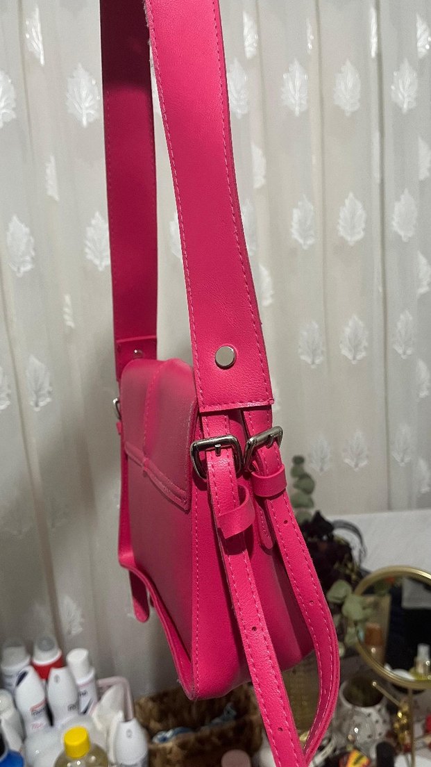 Pembe Deri Kadın Omuz Çantası - Görsel 3