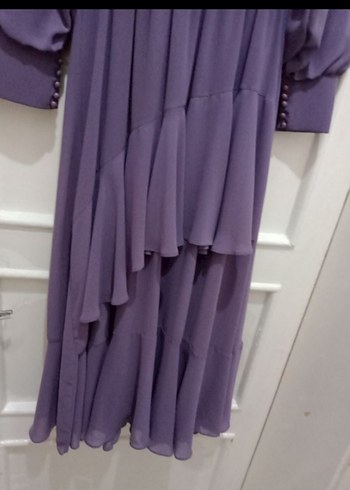 Kadın Mor Piliseli Uzun Elbise - Görsel 8