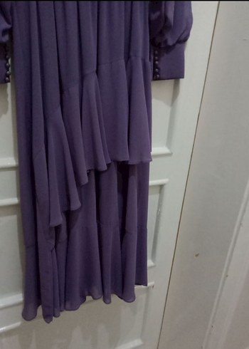 Kadın Mor Piliseli Uzun Elbise - Görsel 3