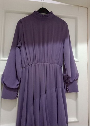 Kadın Mor Piliseli Uzun Elbise - Görsel 2