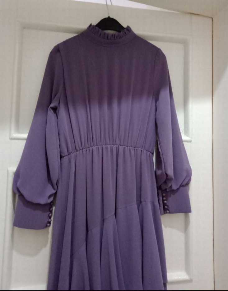 Kadın Mor Piliseli Uzun Elbise - Görsel 2