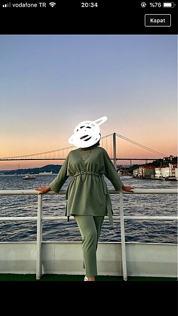 Yeşil tesettür takım