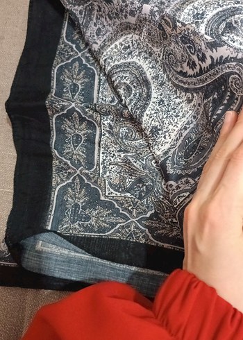 Bohem Gri Desenli Kadın Şal - Görsel 3