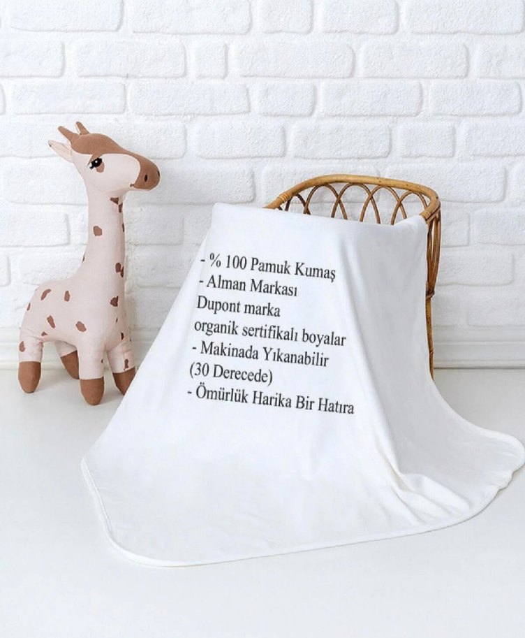 Bebek Battaniyesi Alina Baskılı Beyaz - Görsel 2