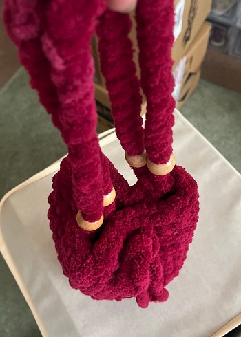 Bordo Örgü Kadın Çanta - Görsel 3