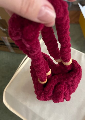 Bordo Örgü Kadın Çanta - Görsel 2