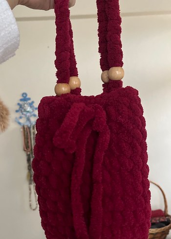 Bordo Örgü Kadın Çanta - Görsel 6