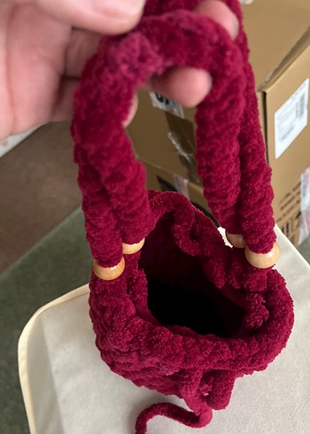 Bordo Örgü Kadın Çanta - Görsel 4