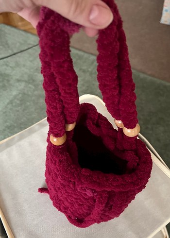 Bordo Örgü Kadın Çanta - Görsel 5