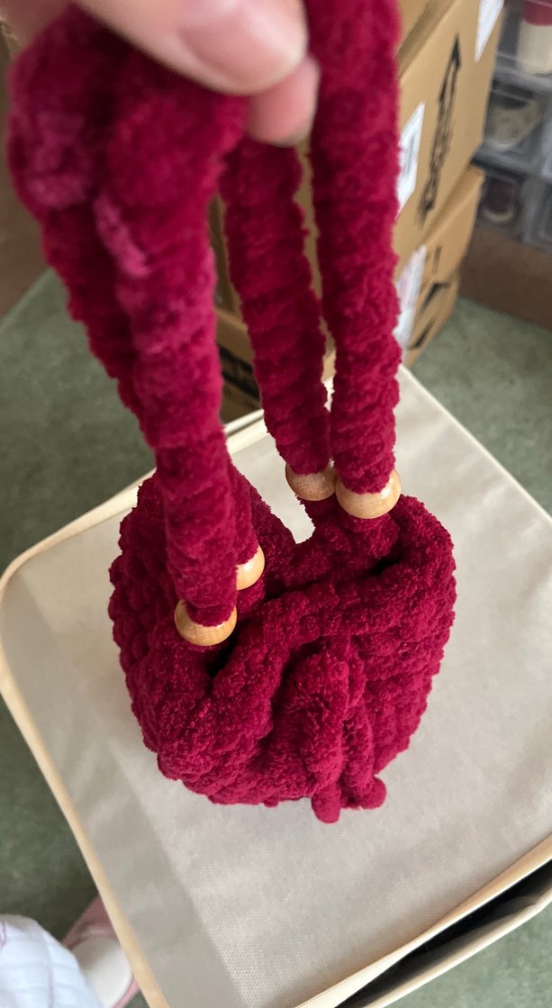 Bordo Örgü Kadın Çanta - Görsel 3