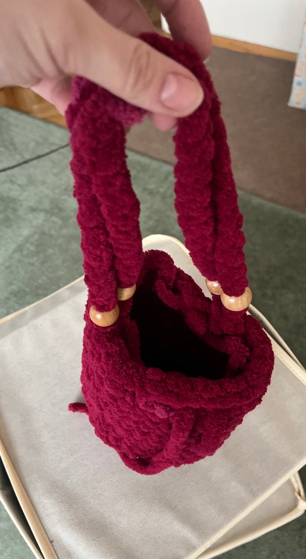 Bordo Örgü Kadın Çanta - Görsel 5