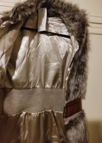 Kürk Detaylı Kahverengi Deri Kadın Yelek - Görsel 4