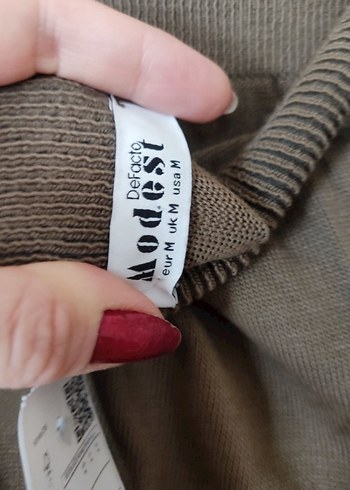 Kadın haki renk triko uzun etek - Görsel 3