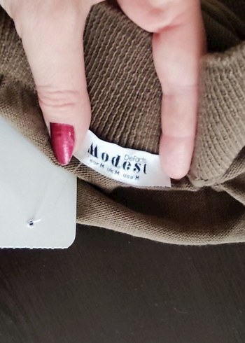 Kadın haki renk triko uzun etek - Görsel 6