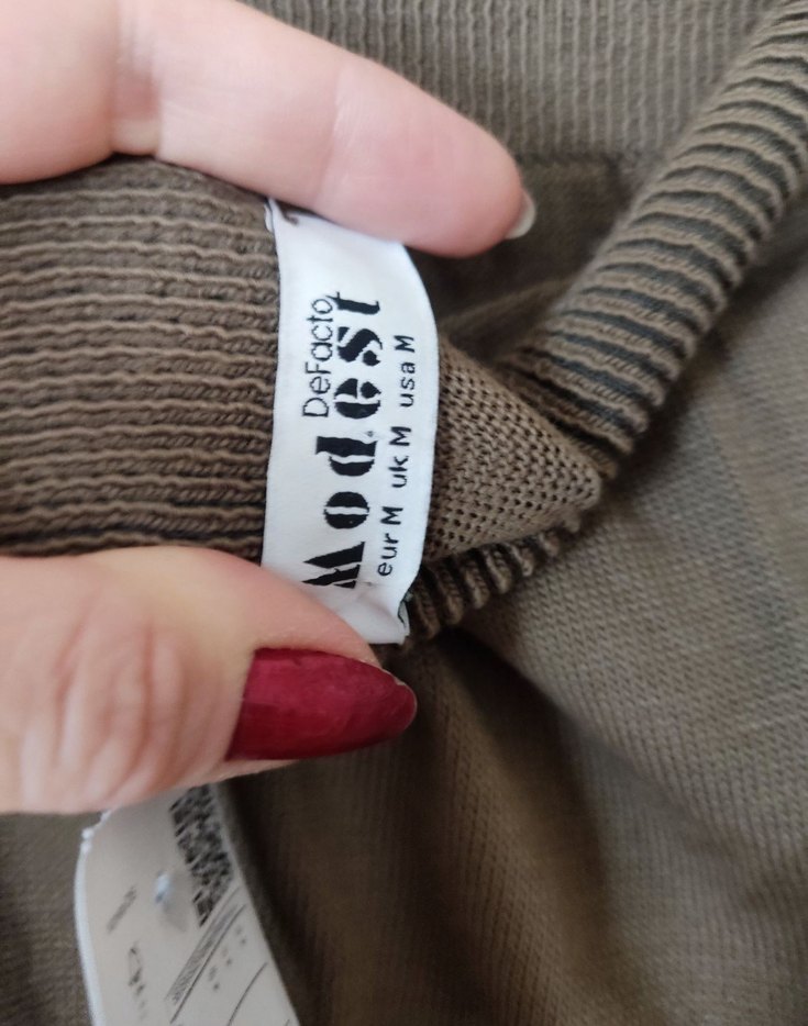 Kadın haki renk triko uzun etek - Görsel 3