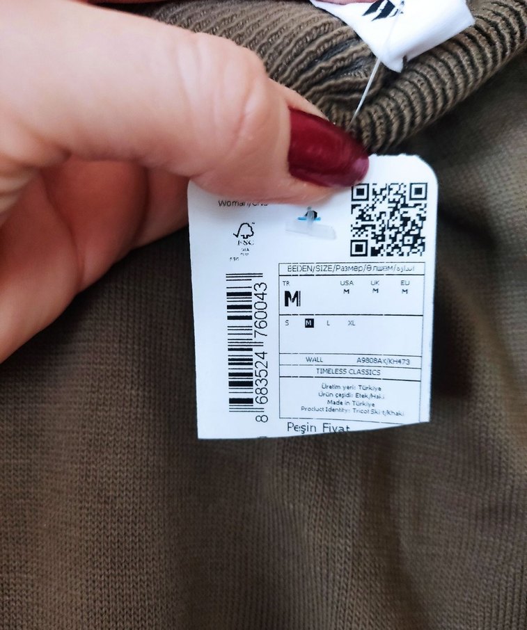 Kadın haki renk triko uzun etek - Görsel 4