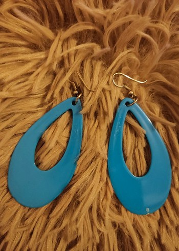 Mavi Çiçek Desenli Bohem Küpe - Görsel 2