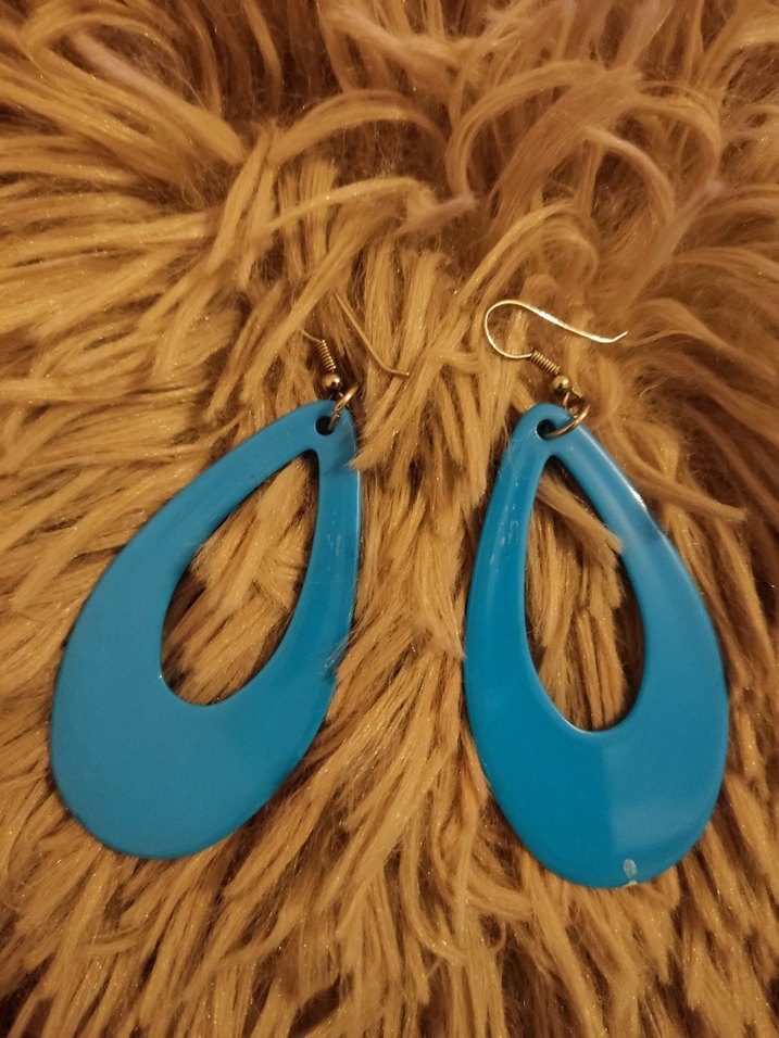 Mavi Çiçek Desenli Bohem Küpe - Görsel 2