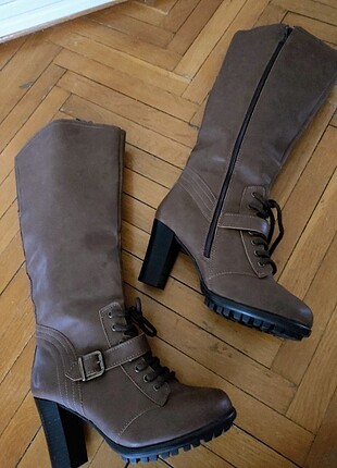 Taba-kahve topuklu çizme - Görsel 9