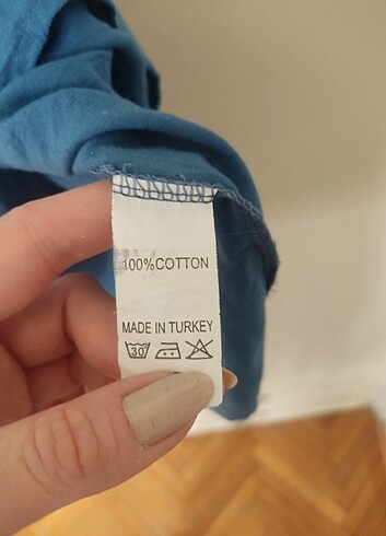 l Beden Mavi gömlek elbise