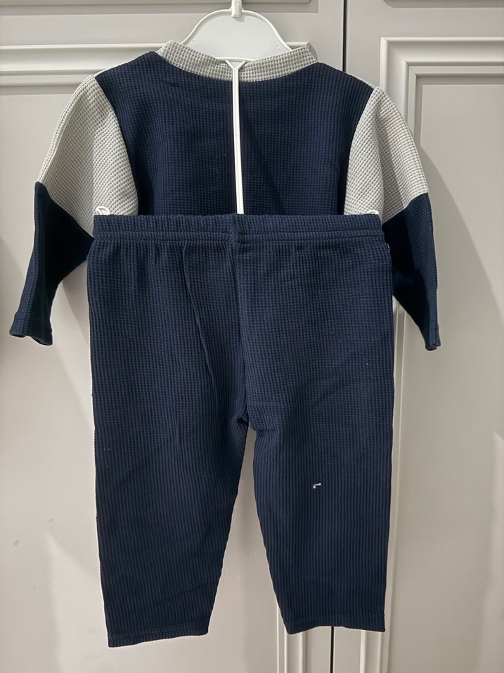 Gri ve Lacivert Erkek Bebek Uzun Kollu Takım - Görsel 2