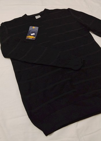 Erkek Siyah Triko Bisiklet Yaka Kazak - Görsel 2