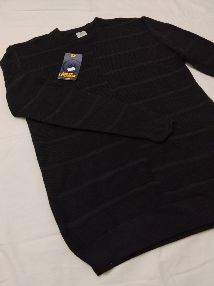 Erkek Siyah Triko Bisiklet Yaka Kazak - Görsel 2