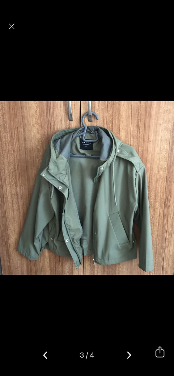 Düğmeli Haki Kadın Mini Ceket - Görsel 3