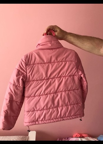 Düğmeli Pembe Kız Çocuk Mont - Görsel 2