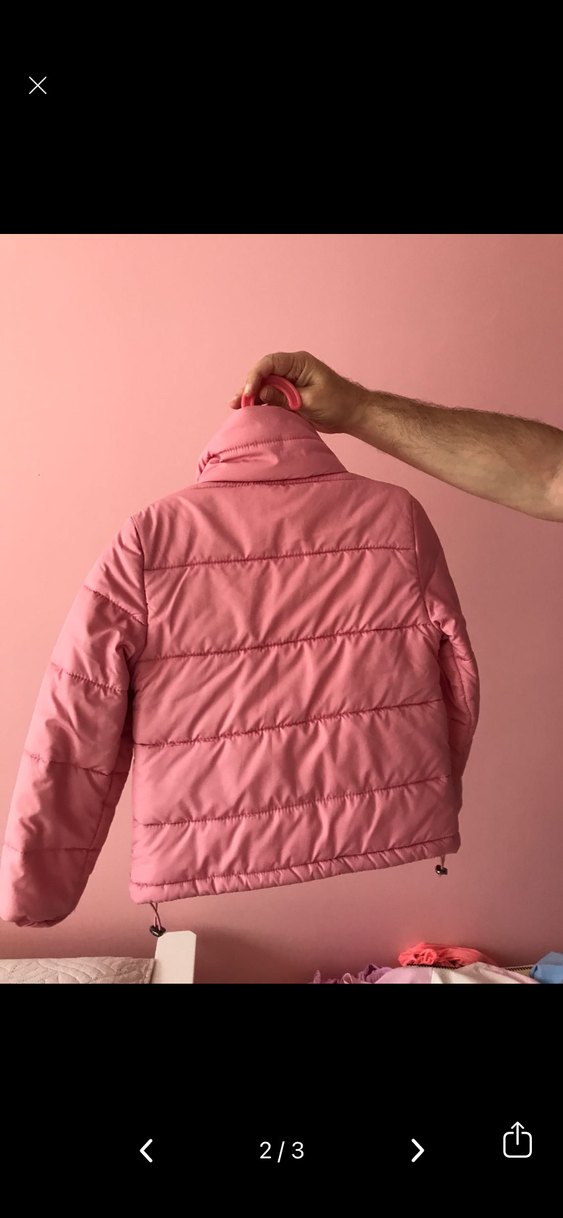 Düğmeli Pembe Kız Çocuk Mont - Görsel 2