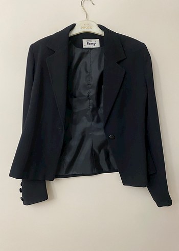 Femy Siyah Mini Kadın Blazer Ceket - Görsel 2